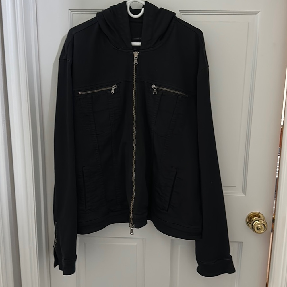 John Varvatos denim-jacket-styled hoodie XXL